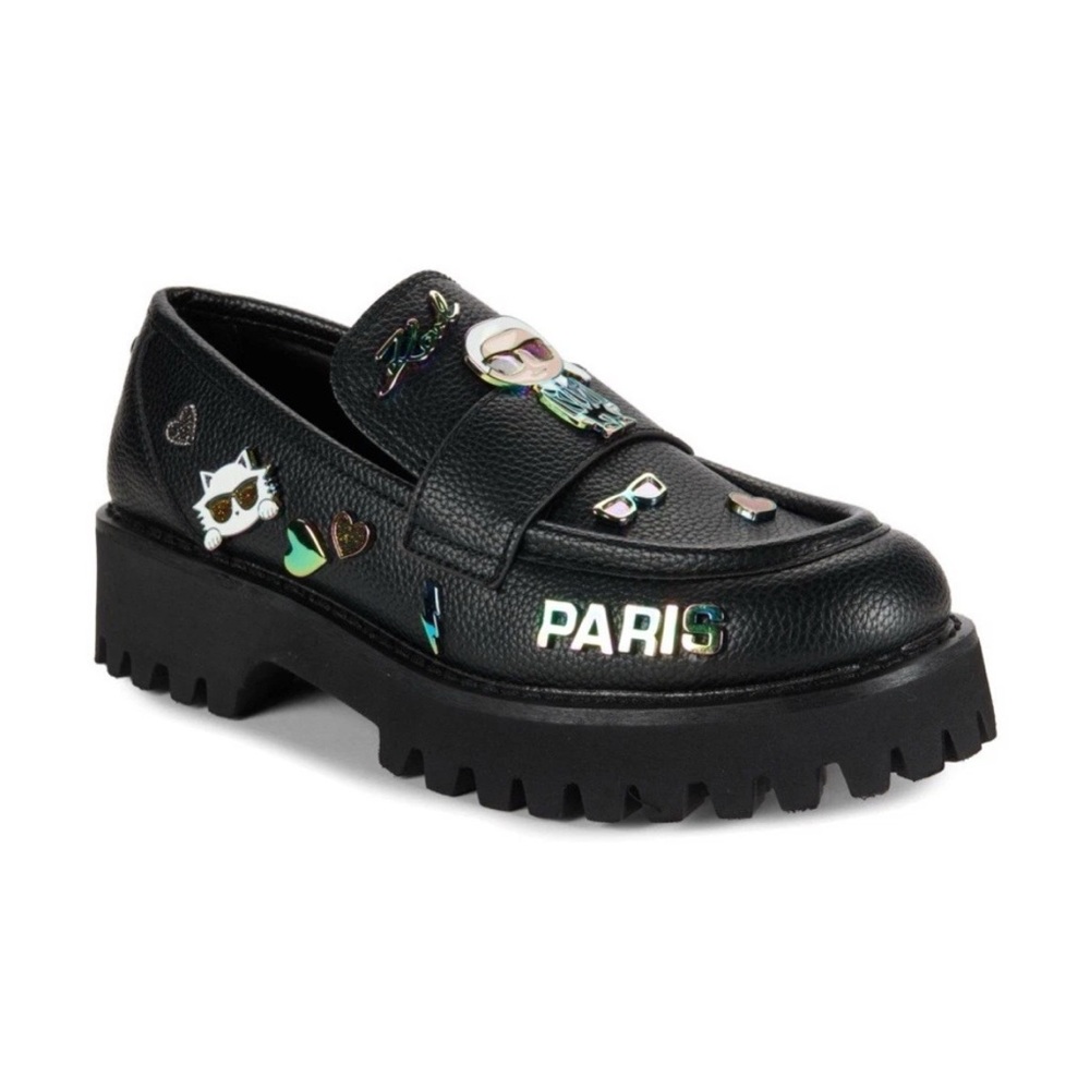 Karl Lagerfeld Black graphic PARIS loafer in leather